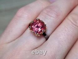 Bague en pierre précieuse naturelle de tourmaline rose, argent sterling 925, taille 6,1/4US