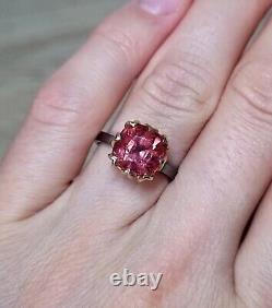 Bague en pierre précieuse naturelle de tourmaline rose, argent sterling 925, taille 6,1/4US