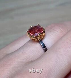 Bague en pierre précieuse naturelle de tourmaline rose, argent sterling 925, taille 6,1/4US