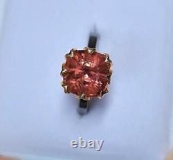 Bague en pierre précieuse naturelle de tourmaline rose, argent sterling 925, taille 6,1/4US