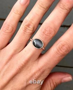 Bague solitaire en argent sterling 925 avec gemme naturelle en quartz gris taille 7 US