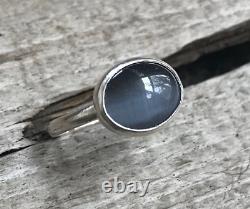 Bague solitaire en argent sterling 925 avec gemme naturelle en quartz gris taille 7 US