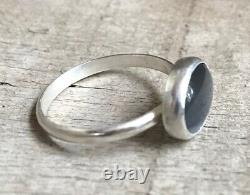 Bague solitaire en argent sterling 925 avec gemme naturelle en quartz gris taille 7 US