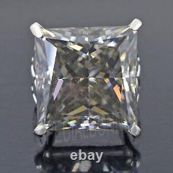 Bague solitaire pour homme en argent 925 avec diamant gris taillé en princesse RARE de 53 carats, VIDÉO.