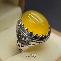 Bague yéménite en Aqeeq, Aqeeq Zard, Bague en agate naturelle en argent sterling 925, Bague Shia