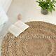 Bayview Gold Beige Brayed Woven Naturel Jute Round Rug 160x160cm Nouveau