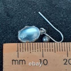 Boucles d'oreilles pendantes en argent sterling avec pierre de lune antique