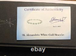 Bracelet Alexandrite 4ct Rare Naturel Minéral De Terre Certifié Or Blanc 9ct