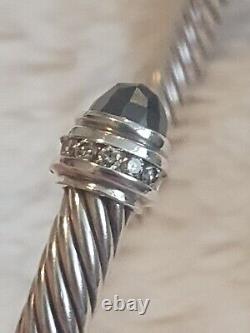 Bracelet manchette David Yurman en câble classique de 5 mm avec hématite et diamants, taille M-S