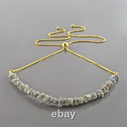 Collier à pendentif coulissant de chaîne de bolo de perles lâches de diamant brut gris rugueux naturel