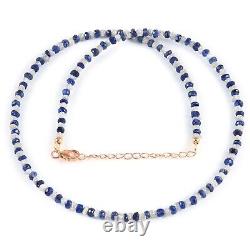 Collier de perles naturelles de saphir bleu et de diamants bruts gris en argent 925 - 18 perles