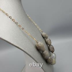 Collier en argent sterling vermeil avec perle de labradorite taillée en facette de grande taille