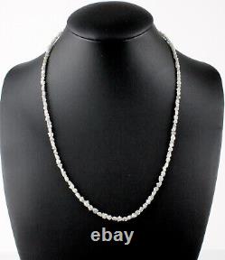 Collier en pierre précieuse de diamant brut naturel blanc de 29 carats / 47 cm