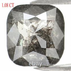 Coussin De Couleur Gris Noir Naturel Diamant 1,08 Ct 5,80 MM Rose Cut L1291