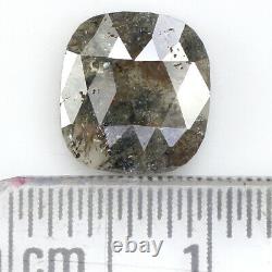 Coussin En Cuir Naturel Diamant Noir Gris Couleur 1.67 Ct 8.25 MM Rose Cut L1714