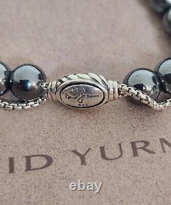 David Yurman Bijoux 925 Argent Sterling 8mm Hématite Perles Spirituelles Bracelet