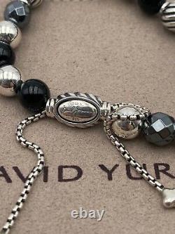 David Yurman Sterling Argent 8mm Éléments Hématite Noir Onyx Perles Bracelet