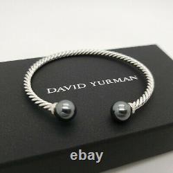 David Yurman Sterling Silver 3.5mm Câble 9mm Hematite Solari Bracelet Diamant