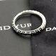 David Yurman Sterling Silver 3'mm Hematite Cable Berries Ring Taille 7 Pouch & Box