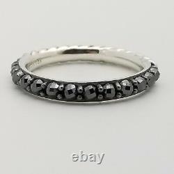 David Yurman Sterling Silver 3'mm Hematite Cable Berries Ring Taille 7 Pouch & Box