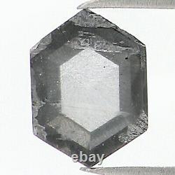 Diamant De Couleur Gris Hexagone Naturel 0,62 Ct 5,80 Cut Rose Hexagone N1533