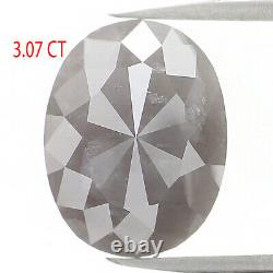 Diamant De Couleur Gris Ovale Naturel 3,07 Ct 9,85 MM Coupe De Rose Ovale L1094