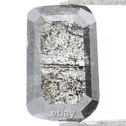 Diamant Émeraude Naturel Couleur Gris Noir 0,66 Ct 6,95 MM Rose Cut Kr2430