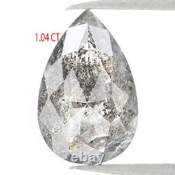 Diamant Gris Noir À Poires Naturelles 1,04 Ct 8,10 MM Rose À Poires Coupée Kdl1099
