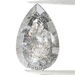 Diamant Gris Noir À Poires Naturelles 1,04 Ct 8,10 MM Rose À Poires Coupée Kdl1099