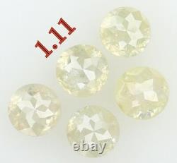 Diamant Jaune Gris Rond Rose Coupée I3 Clarity 5 Pcs 1.11 Ct Kr1032