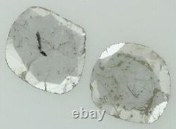 Diamant Loose Naturel Slice Ice Grey Couleur I3 Clarity 2 Pcs 1.14 Ct L7695