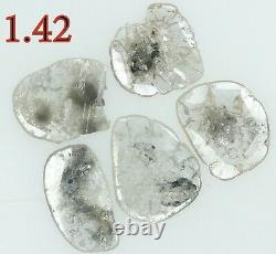 Diamant Naturel Loose Couleur Gris Slice I2 Clarity 5 Pcs 1,42 Ct Kr997