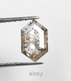 Diamant Sel et Poivre Gris Couleur 0.56 CT 7.3 MM Forme Hexagonale Naturelle Loose