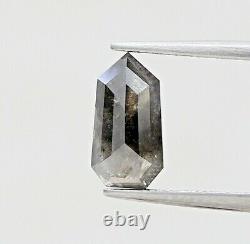 Diamant brut naturel lâche 1,31 ct Galaxy Gris étincelant Bouclier Coupe Pleine de Bijou