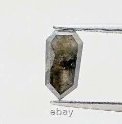 Diamant brut naturel lâche 1,31 ct Galaxy Gris étincelant Bouclier Coupe Pleine de Bijou