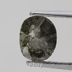 Diamant de fiançailles ovale taillé en rose de couleur grise naturelle de 1,31 carat