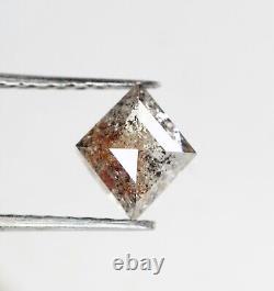 Diamant gris naturel en forme de cerf-volant avec sel et poivre, couleur 0,66 CT 6,4 MM