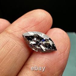 Diamant gris naturel taille marquise 1 ct VVS1 D Grade pierre précieuse libre + 1 cadeau gratuit