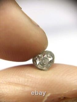 Diamant gris sel et poivre naturel de 0,75 CT en forme de cœur taillé en rose, diamant brut non serti