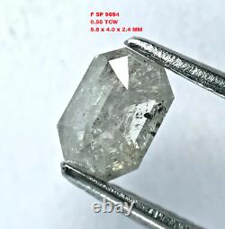 Diamant naturel Réel Diam 0.55tcw Gris Lait Milky Étincelant Radiant Step Cut Pour Cadeau