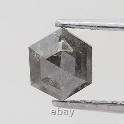 Diamant naturel de couleur grise fantaisie 1,62 carats avec diamant hexagonal solitaire de diamant gris