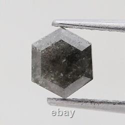 Diamant naturel de couleur grise fantaisie 1,62 carats avec diamant hexagonal solitaire de diamant gris