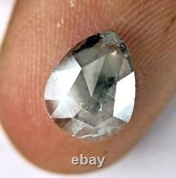 Diamant naturel en diamant réel gris argenté étincelant de 0,99ct en forme de poire coupée en rose pour cadeau