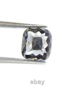 Diamant naturel en vrac gris galaxie ovale taillé en rose 3,58 ct i1 8,0 x 7,3 x 5,7 mm