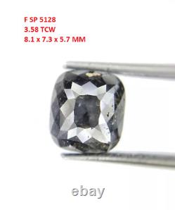 Diamant naturel en vrac gris galaxie ovale taillé en rose 3,58 ct i1 8,0 x 7,3 x 5,7 mm