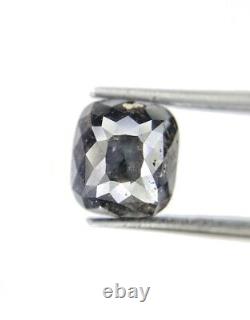 Diamant naturel en vrac gris galaxie ovale taillé en rose 3,58 ct i1 8,0 x 7,3 x 5,7 mm