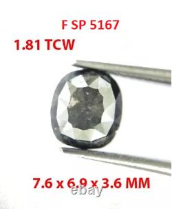 Diamant naturel gris ovale à taille complète de 1,81 ct 7,6 x 6,9 x 3,6 mm pour cadeau