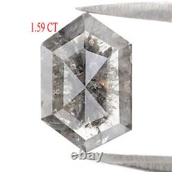 Diamant naturel noir gris en forme hexagonale, 1,59 CT, 9,10 MM, taille rose L6636