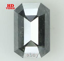 Diamant naturel non serti, émeraude, pureté I3, couleur grise, 8,10 mm, 1,87 ct, KDL6838.