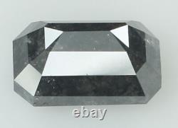 Diamant naturel non serti, émeraude, pureté I3, couleur grise, 8,10 mm, 1,87 ct, KDL6838.